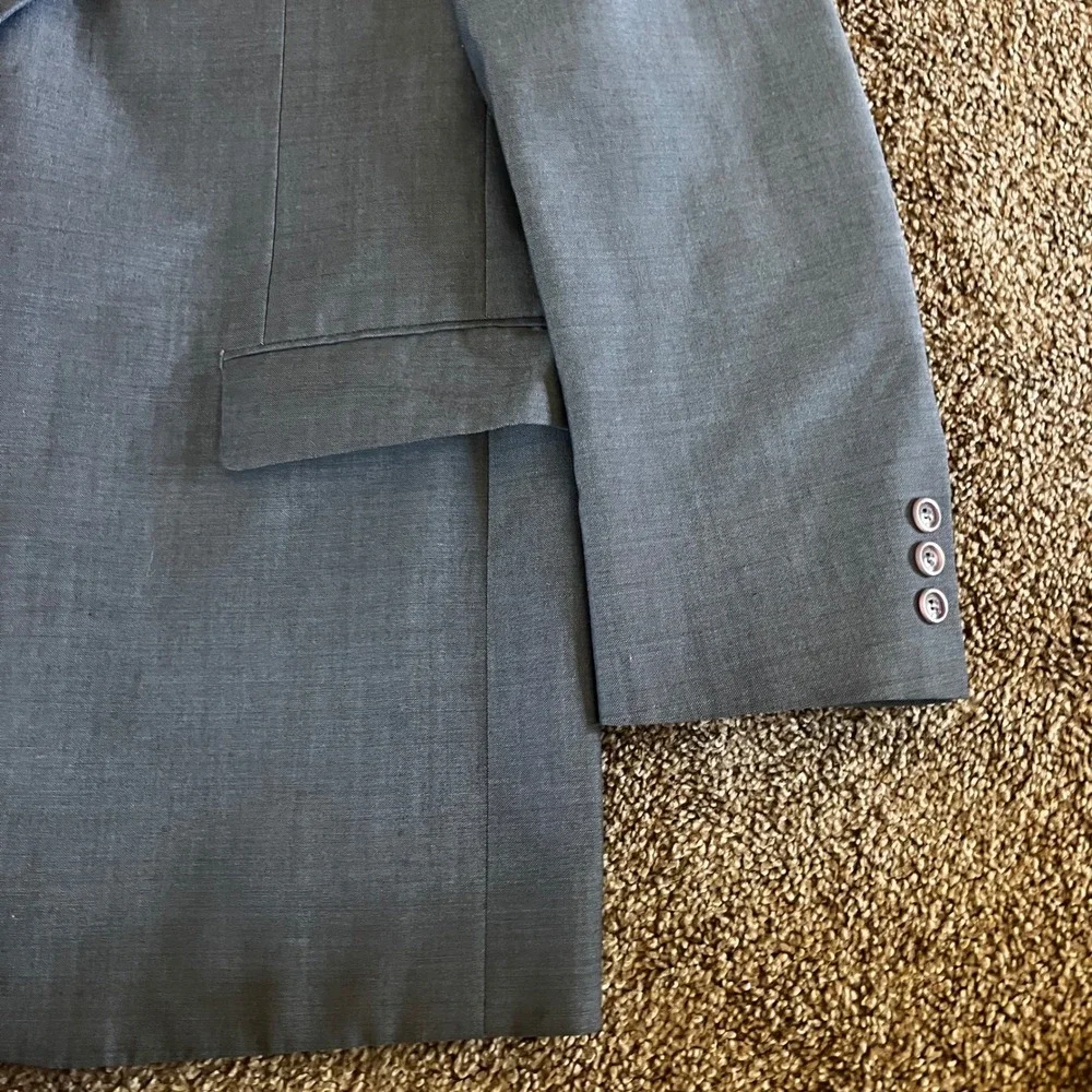 Vintage Sunward Blazer Sport Coat Two Button Collared‎ Jacket Gray Blue